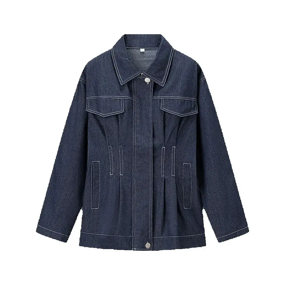 

Весенне-осеннее новое женское модное простое и универсальное однобортное ковбойское пальто