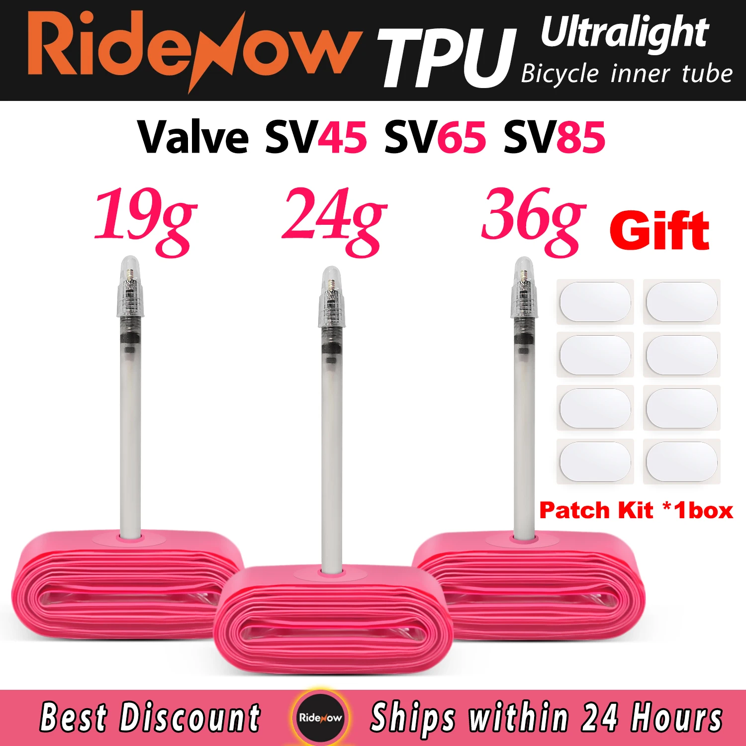 RideNow ultralekki 19g 24g 36g dętka rowerowy 700x18 25 28 rower MTB szosowy z tworzywa TPU opona francuski zawór Super lekki