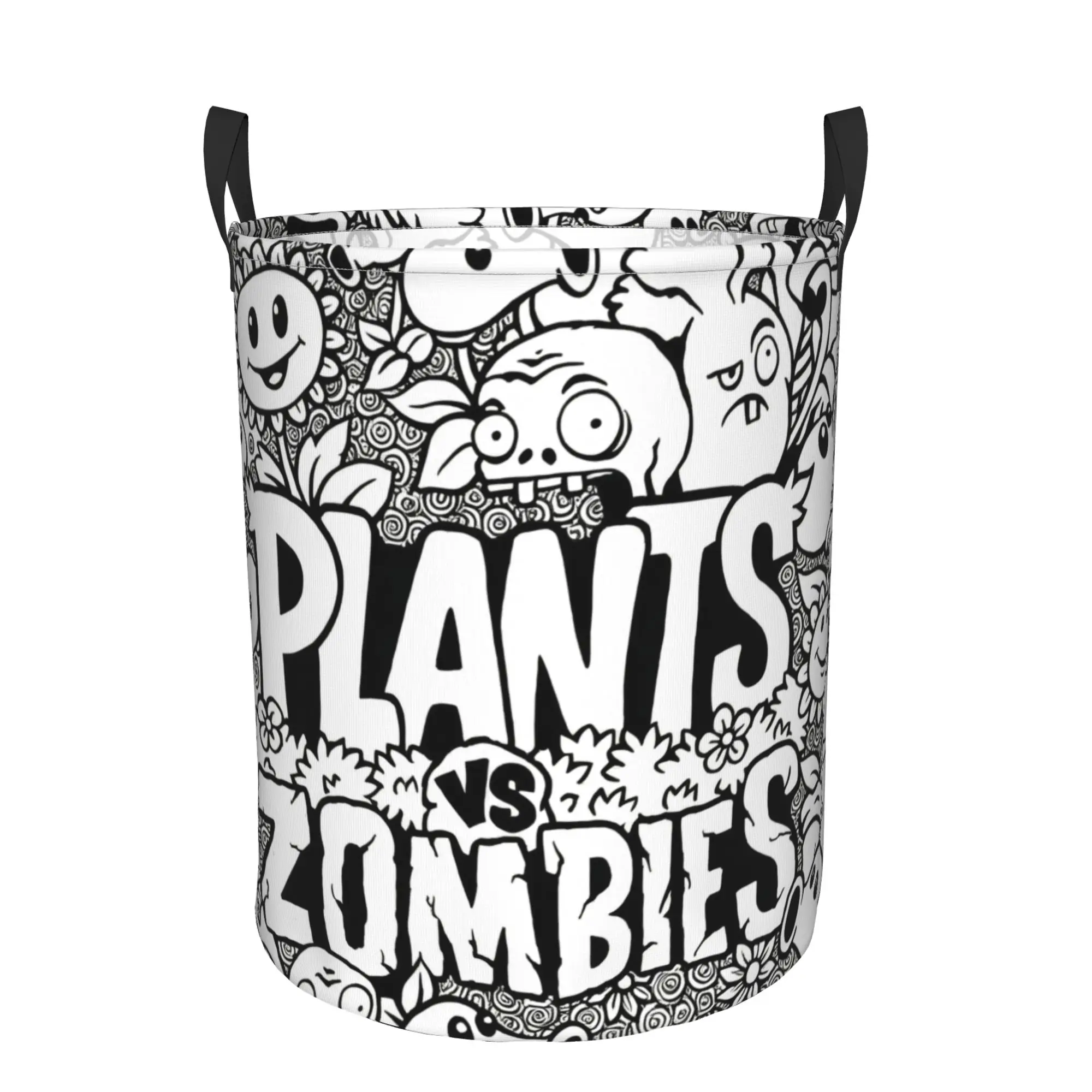 Custom P-Plantsed Vs. Zombiesed Laundry Basket Collapsible Sunflower Pattern Baby Hamper for Nursery Toys Organizer Storage Bins