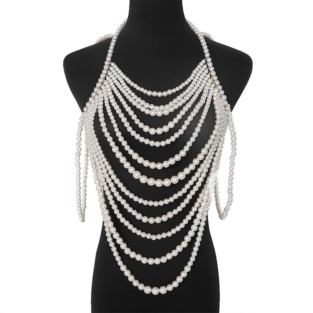 Body Jewelry Sexy Chest Chain simulated pearl Chest-wrapped Chain Skirt Chain Three Point Thong Chain Bra Chain Necklace Bikini