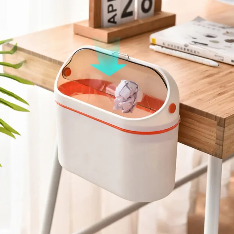 Mini Trash Can with Lid Mini Waste Basket for Desktop Small Office Countertop Garbage Can Mountable Tiny Wastebasket for RV Dorm