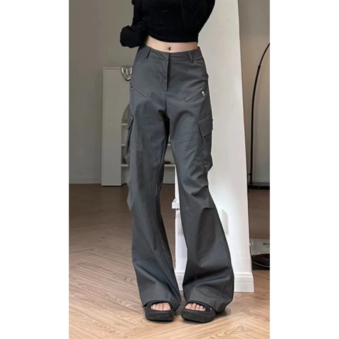 

2025 Autumn Long Pants For Women, American Style Sim Fit Pocket Workwear Pants