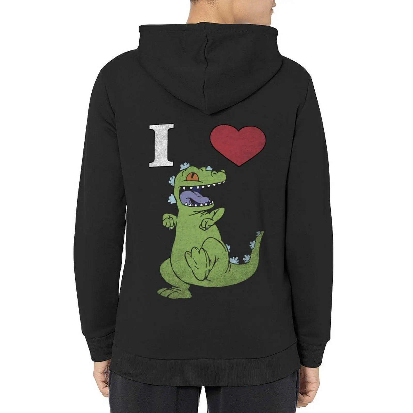 

Rugrats I Love Reptar Distressed Heart Poster Hoodie mens clothes men's sweat-shirt set mens clothing hoodie
