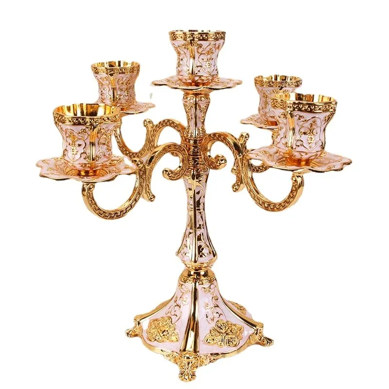 

Large Gold Metal Candle Holders, Wedding Candlestick, Luxury Decoration Items, Home Centerpieces, Beauty Tables Accessories