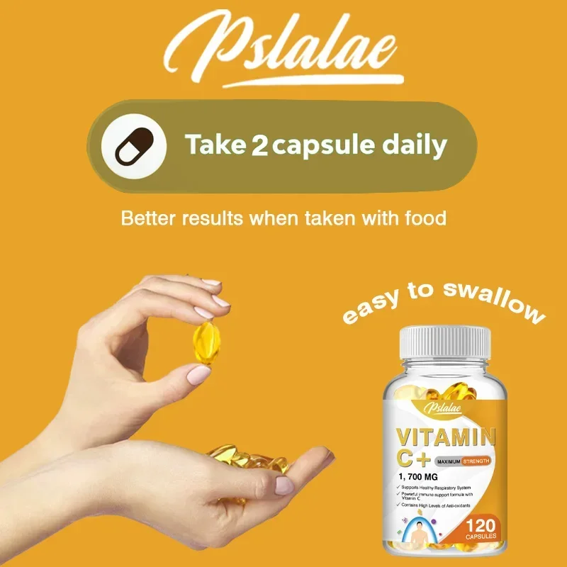 Vitamin C Capsules 1700 Mg - Supports A Healthy Immune System and Antioxidant Protection, Boosts Collagen Production