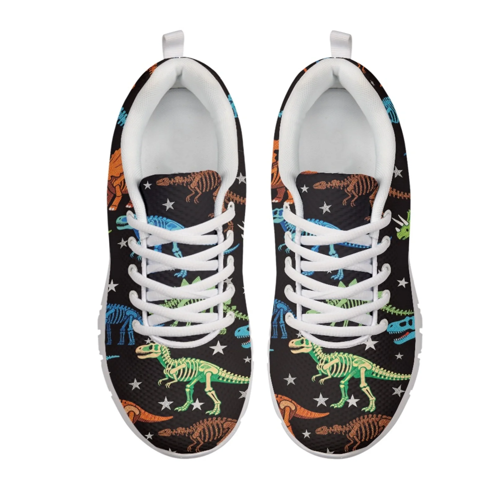 Coloranimal Dinosaur Skeleton Print Mesh & EVA Sole Women Running Shoes Lace Up Fitness Footwear for Mens Fashion 2026