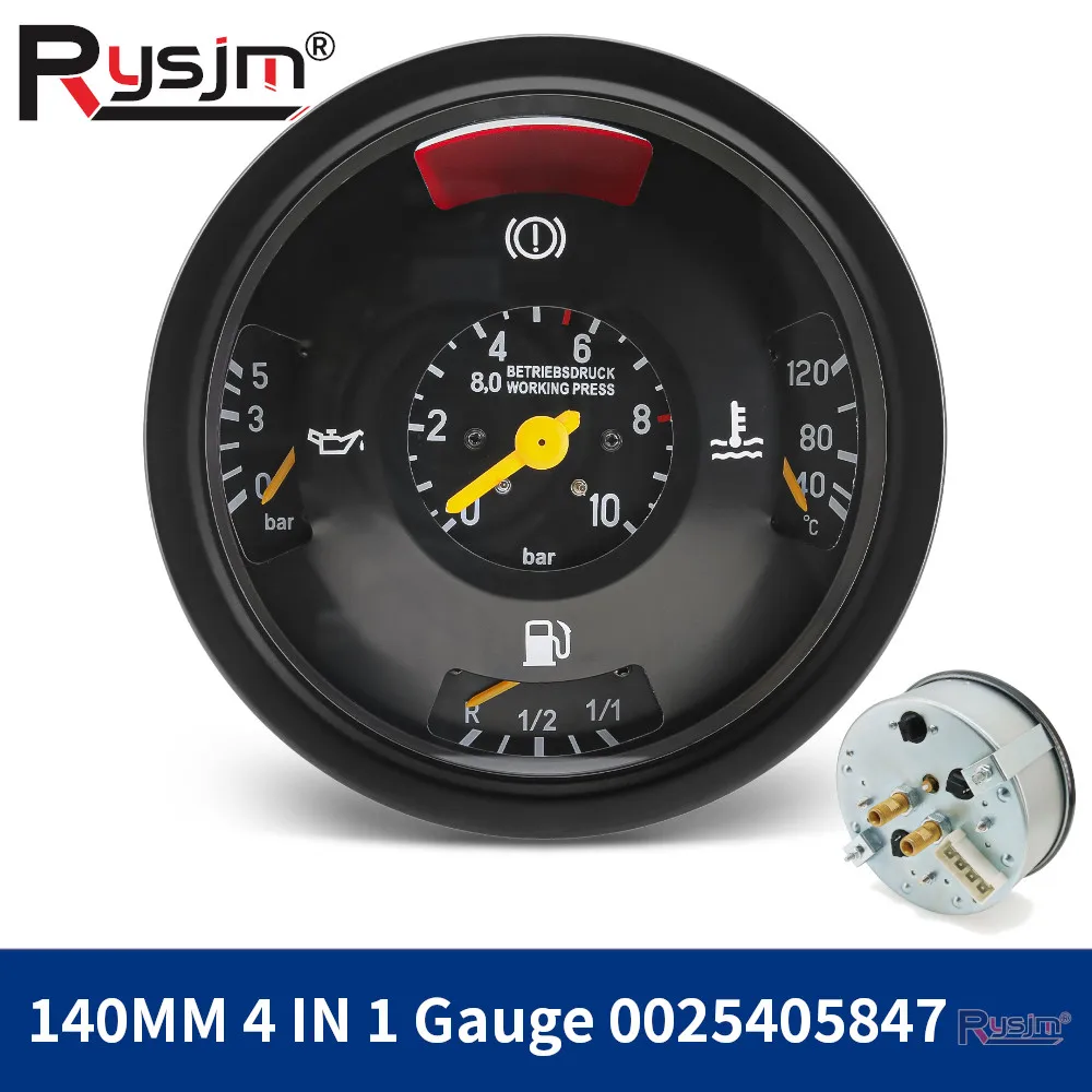 N 25405847 Combination Meter 140MM 4 in 1 Multi-functional Meter 24V Oil Pressure Water Temp 40-120℃ Fuel Level Gauge 0025405847