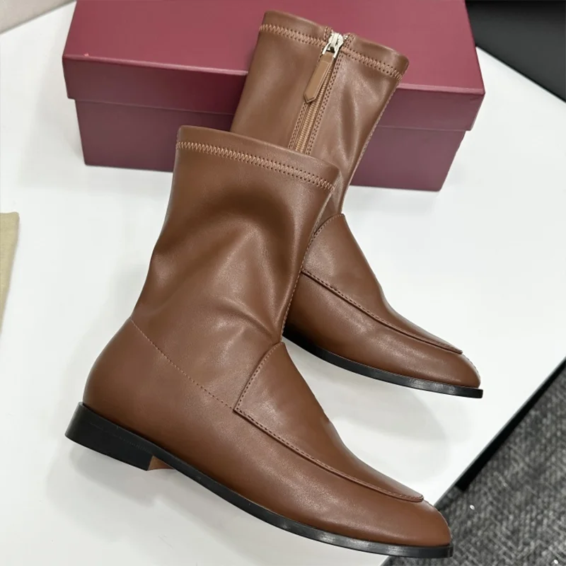 

High quality New Hardware Buckle short Boots with Elastic Soft Leather, comfortable and fashionable shoes 25110340