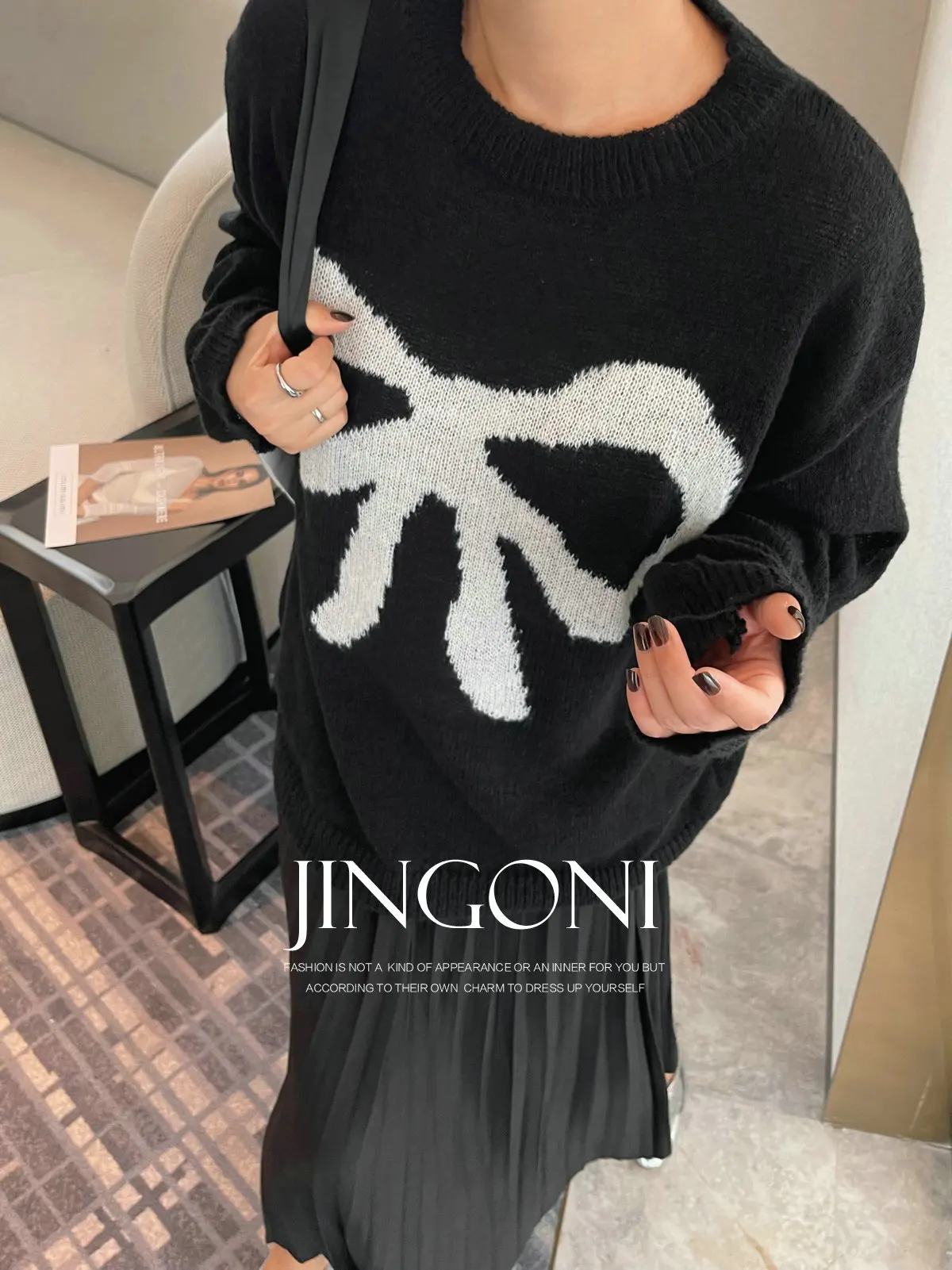 Black Sweater Blouse Woman Clothing 2024 Autumn Fall Y2k Tops Knitwear Long Sleeve Korean Fashion Style Pullover New Oversize