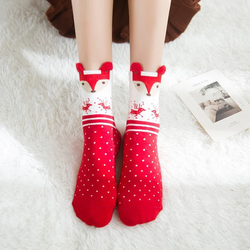 3 Pairs 2025 New Year Cute Christmas Socks Winter Christmas Gift Three-dimensional Cartoon Decorative Middle Tube Cotton Socks