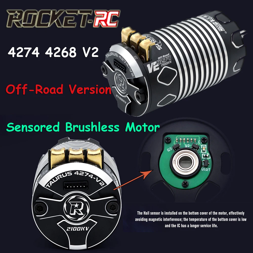 

ROCKET-RC 4274 4268 V2 Brushless Sensored Motor 5mm Shaft for Remote control 1/8 Electric Monster off Road RC Car Accessories