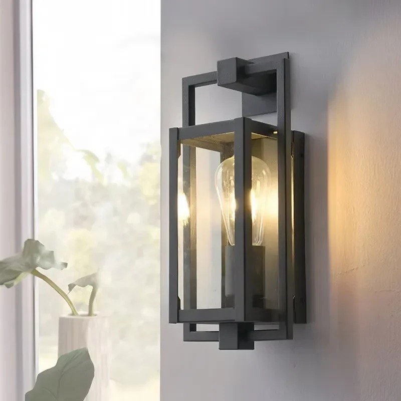 Solar square aluminum LED waterproof outdoor wall lamp for garden garden landscape lighting with E27 bulb