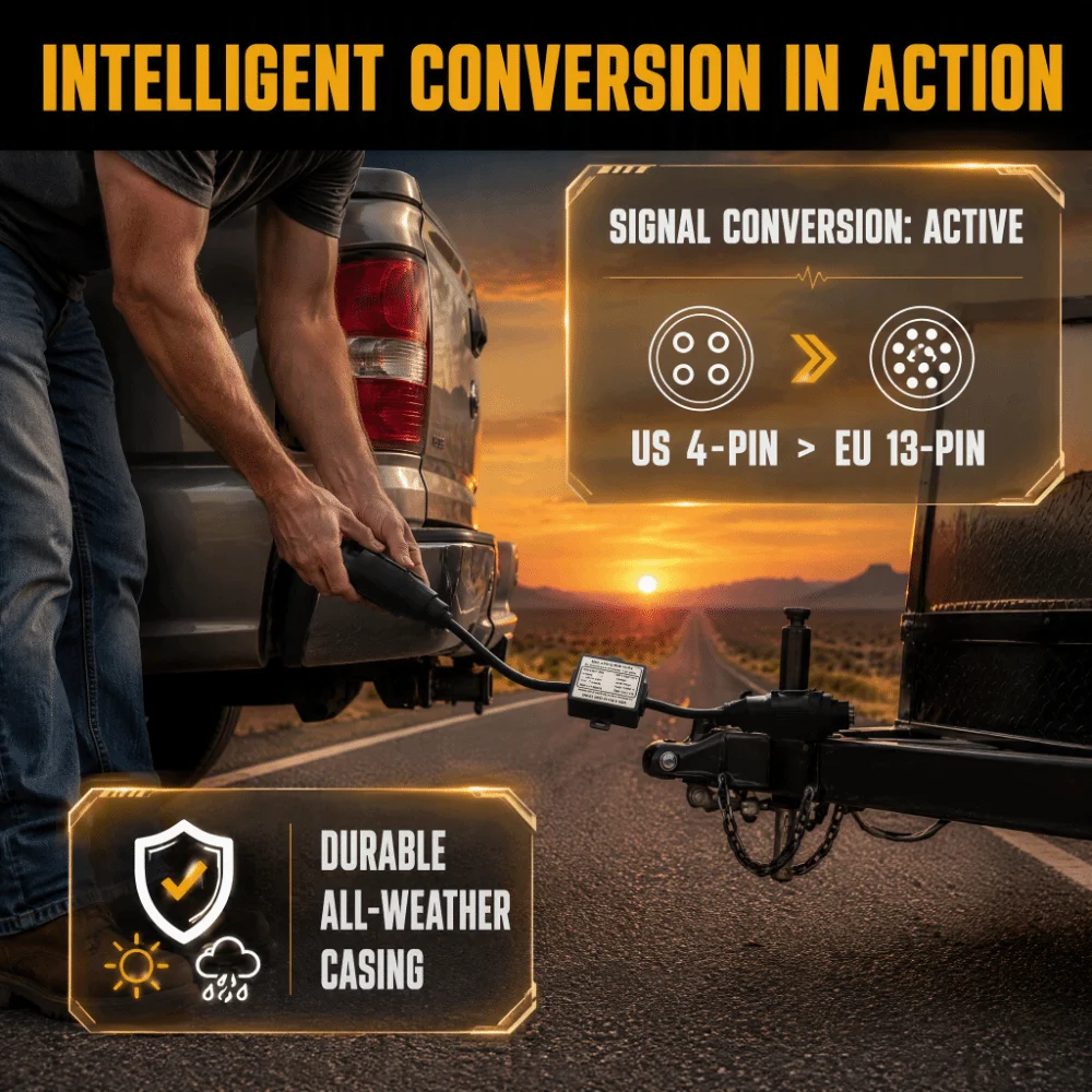 Black Trailer Wiring Adapter Plastic Convertible Trailer Connector Plug Portable Trailer Light Converter RV Hauling