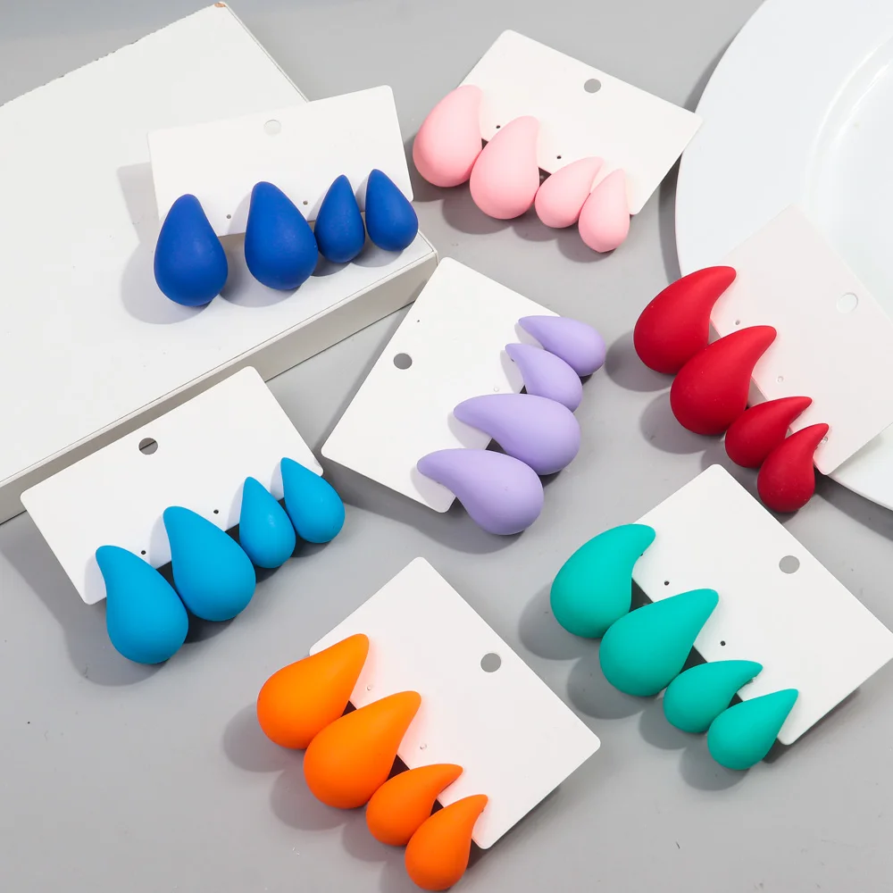 الاكريليك متعدد الألوان قطرة الماء القرط للنساء ، الأطواق الحديثة القرط ، موراندي اللون ، المجوهرات مكتنزة ، الهدايا ، 2 أزواج ، مجموعة #3