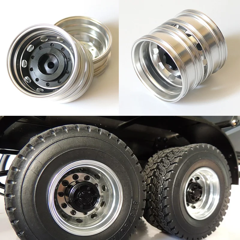 Mozzo ruota posteriore stretto con simulazione in metallo scala 1:14 2 pezzi per camion Tamiya RC SCANIA 770S R620 VOLVO BENZ Arocs MAN TGX Car