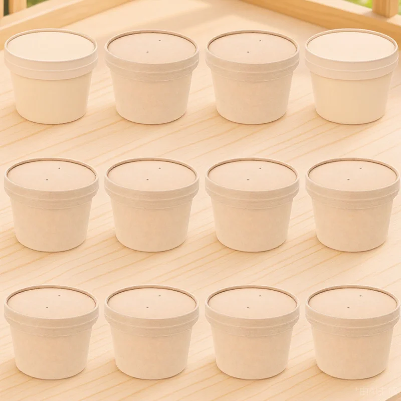 

10Sets Ice Cream Paper Cups Disposable Dessert Bowls Portable Stylish for Ice Cream Dessert Serving Paper Cake Cup