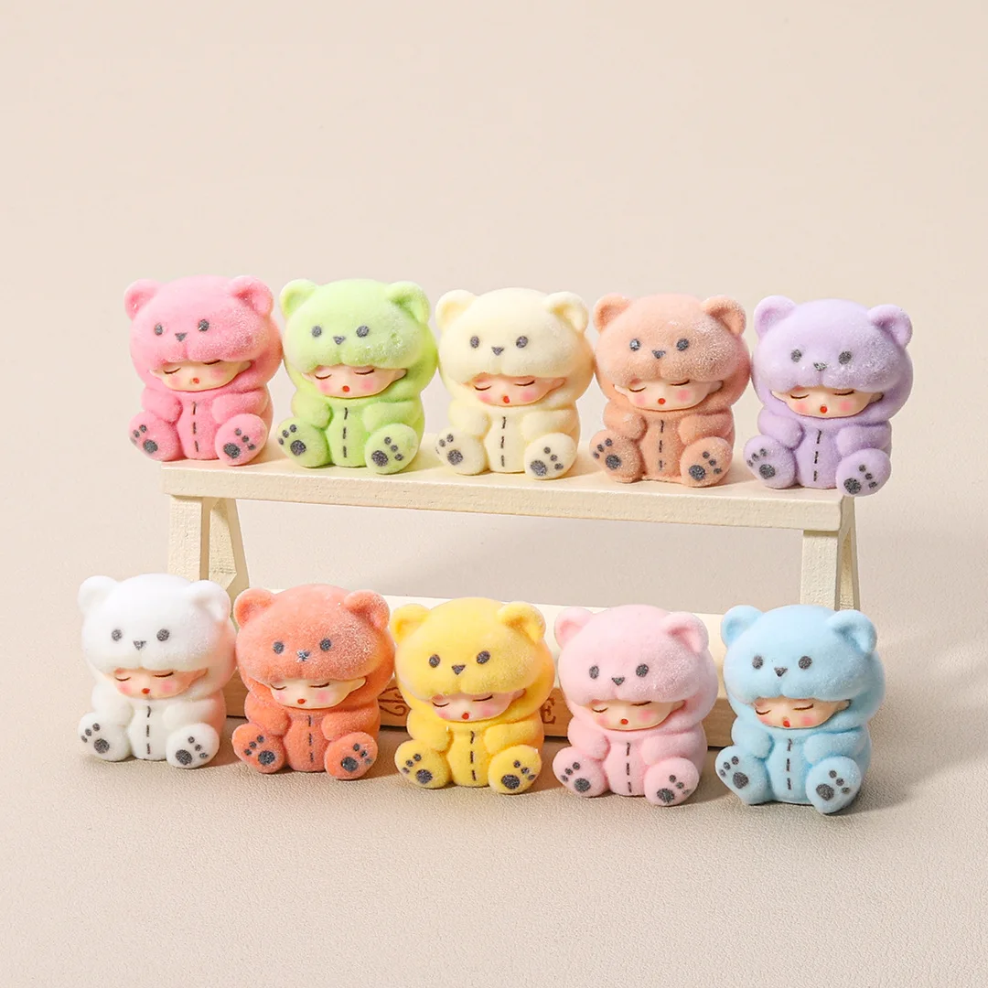 One Set/10pcs New Cartoon DIY Candy Bear Doll Charms Materials Resin Trendy Play Toy Home Decorations Accessories Gifts Z2202