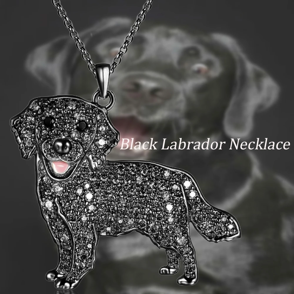 Collar con colgante de aleación de Labrador negro para mujer, joyería exquisita para perro mascota, regalo de cumpleaños y vacaciones para amantes de los perros, 1 ud.