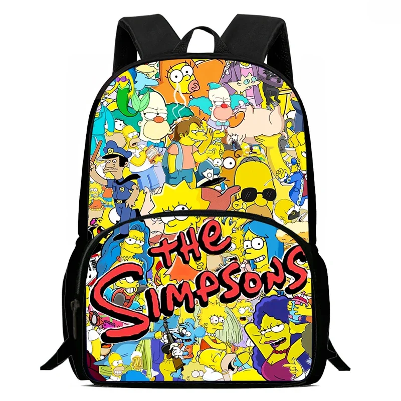 Sac à dos d'école avec poche avant, sacs d'école de dessin animé s-simp-s-son pour garçons et filles, sac à dos Durable pour enfants pour élèves