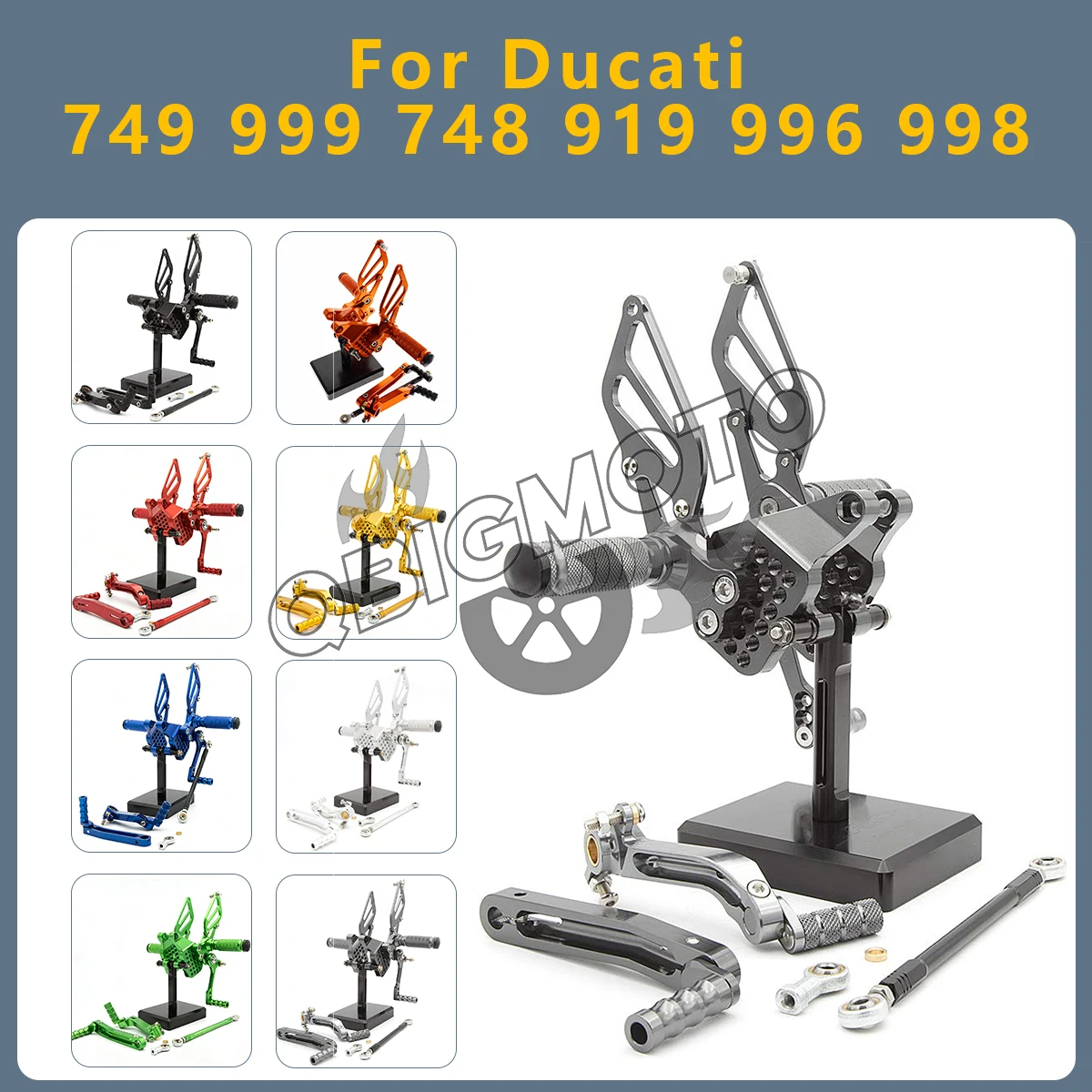 

Motorcycle Rearset Footpeg Rear Footrest Foot Pegs Pedal Rearsets CNC Adjustable For Ducati 749 999 748 919 996 998 Rear Set