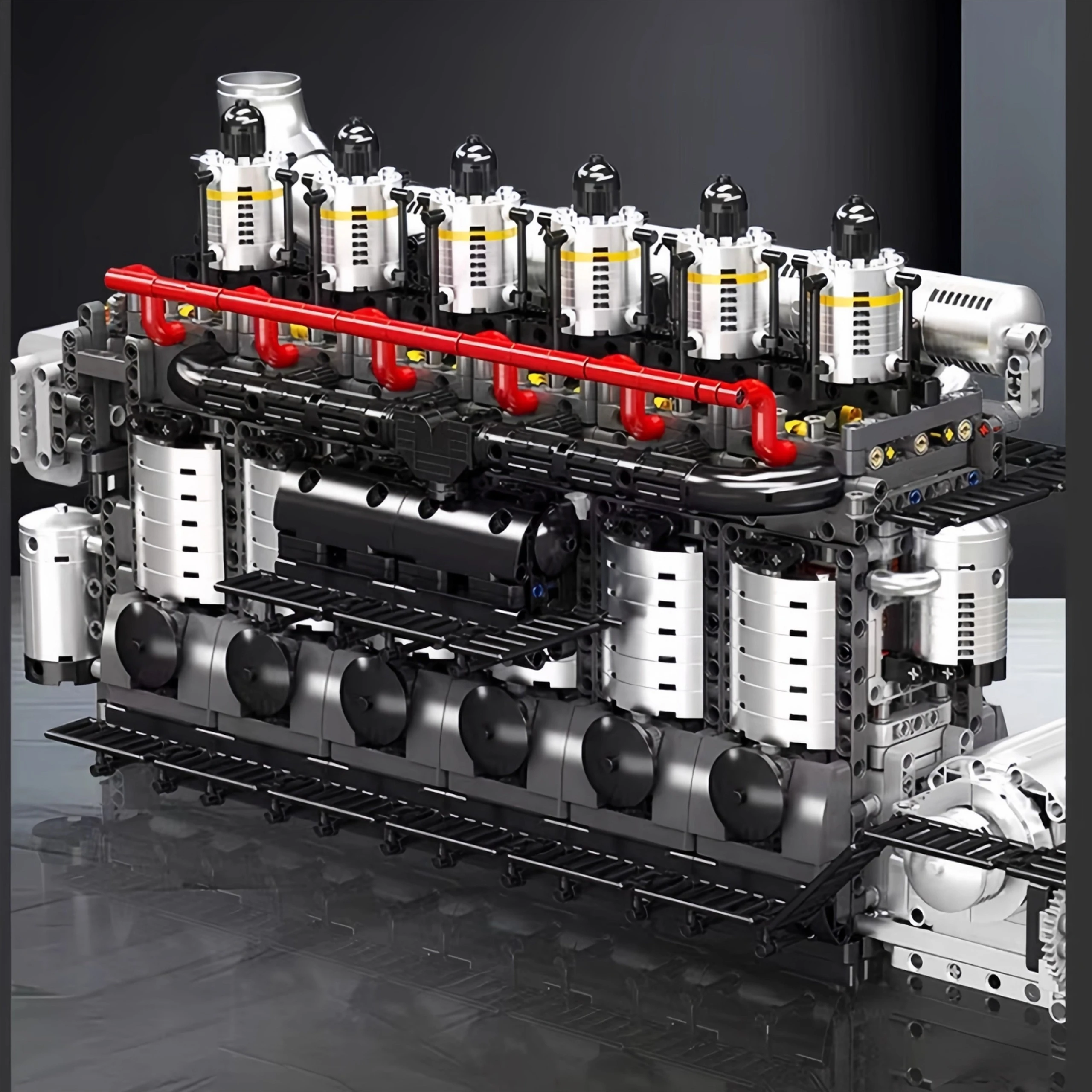 航空母艦 V6 エンジン組立モデル モータードライブシミュレーション ギアボックス組立 ブロック玩具