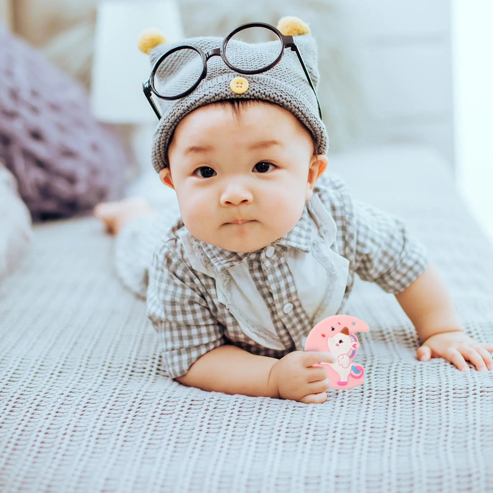 

1Pcs Unicorn Silicone Teether Baby Teething Charm Pendant Infant Soothing Molar Relief Baby Shower Gift Unicorn Teether