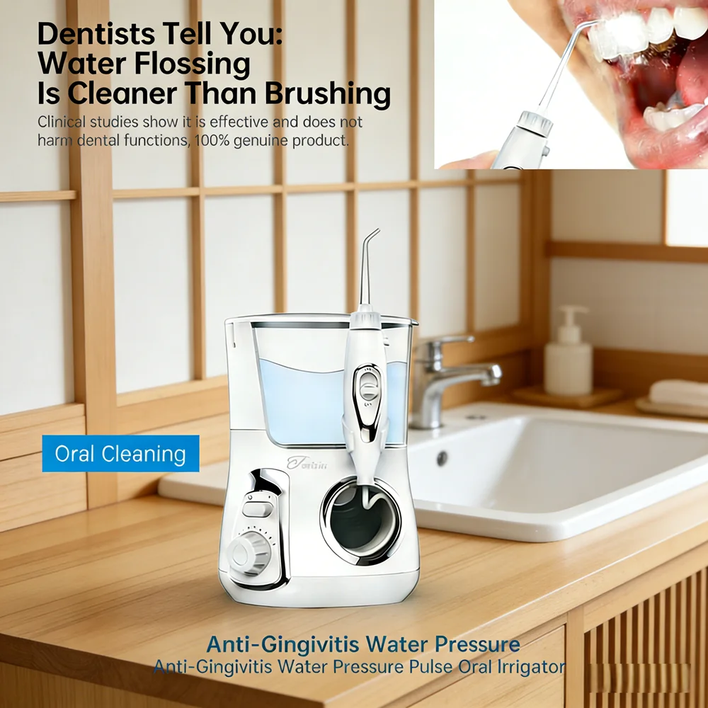 

Электрический настольный ирригатор для полости рта с баком 800 мл, 10 режимами, 5 насадками, профессиональный, для семейного ухода за полостью рта