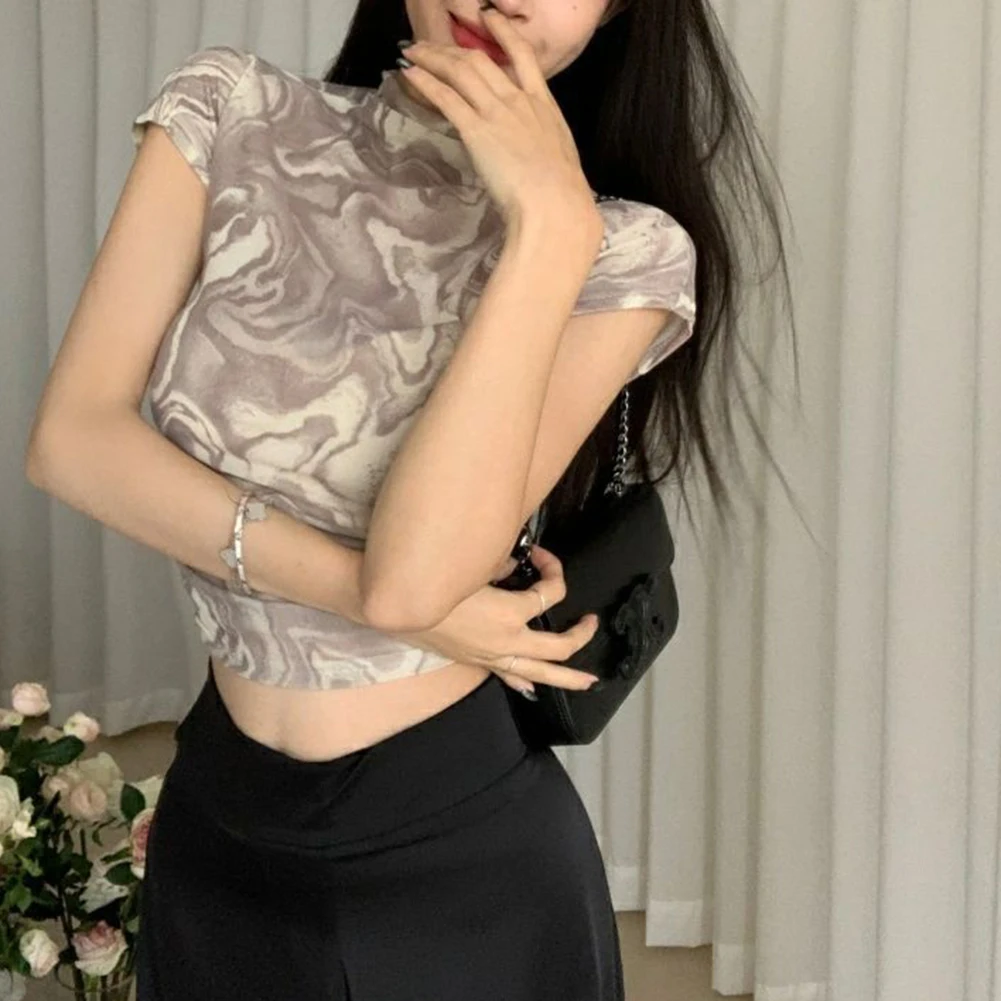 

Повседневная модная одежда Футболка с коротким рукавом Повседневная мода для прогулок Топы для горячих девушек Всесезонная одежда Дизайн с круглым вырезом