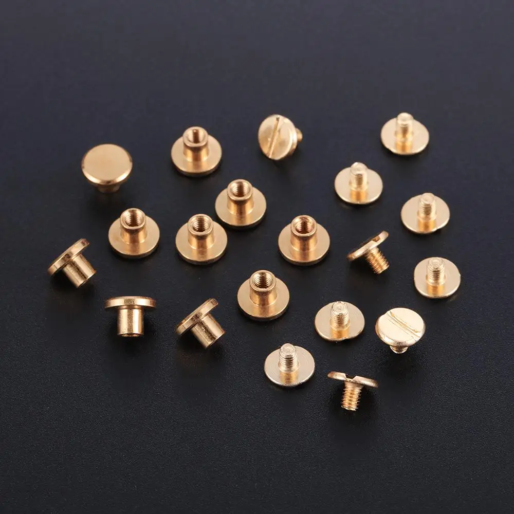 10sets DIY Crafts Garment Scrapbooking Leather Craft screw Nail Rivets Brass Cloth Button
