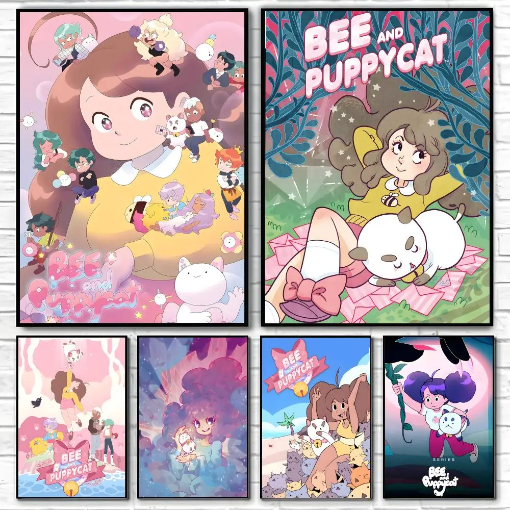 Cartoon Bee and PuppyCat Poster Poster High Quality Wall Art for Home Office Bedroom Living Room Perfect