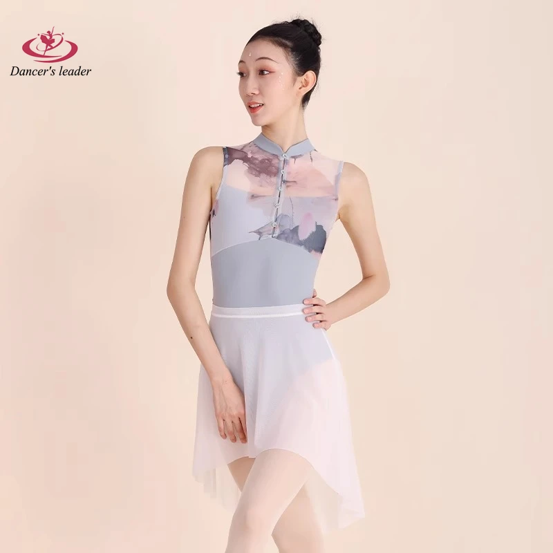 Ballet Leotard for Chinese Button Neckline Design Gymnastics Practice Tights Performance Dress Adult Yoga Costume