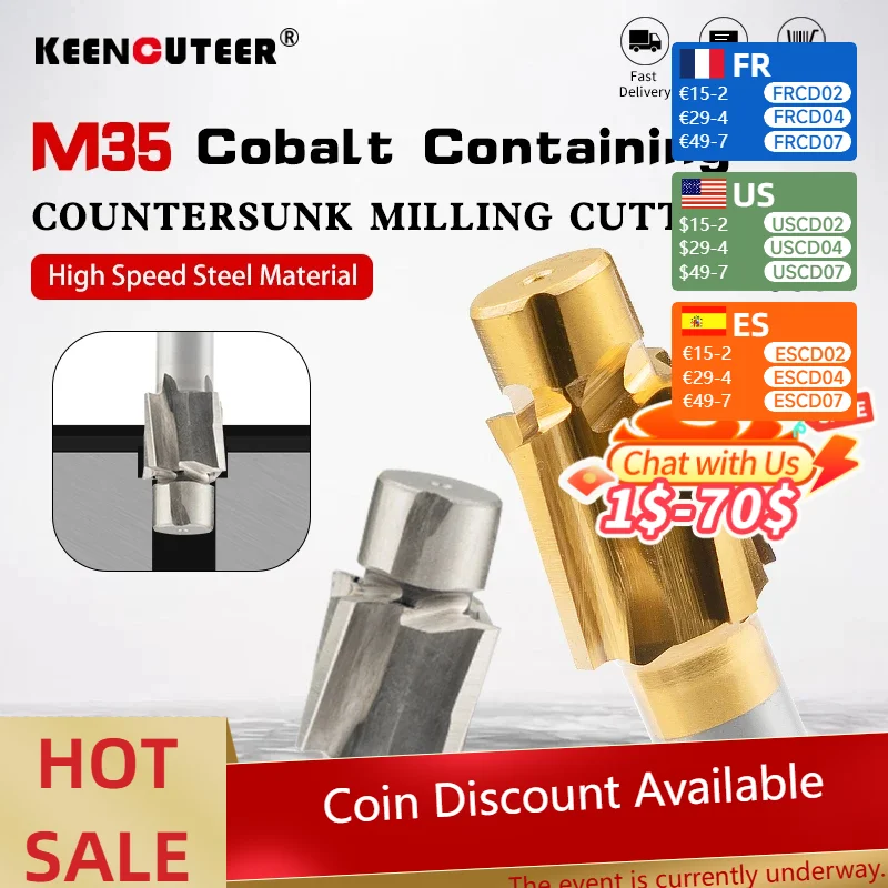 

HSS Countersink Milling Cutters / Cobalt-Containing Layer Countersinks / Fully Ground Countersink Drills M3M4M5M6M8M10M12M14M16