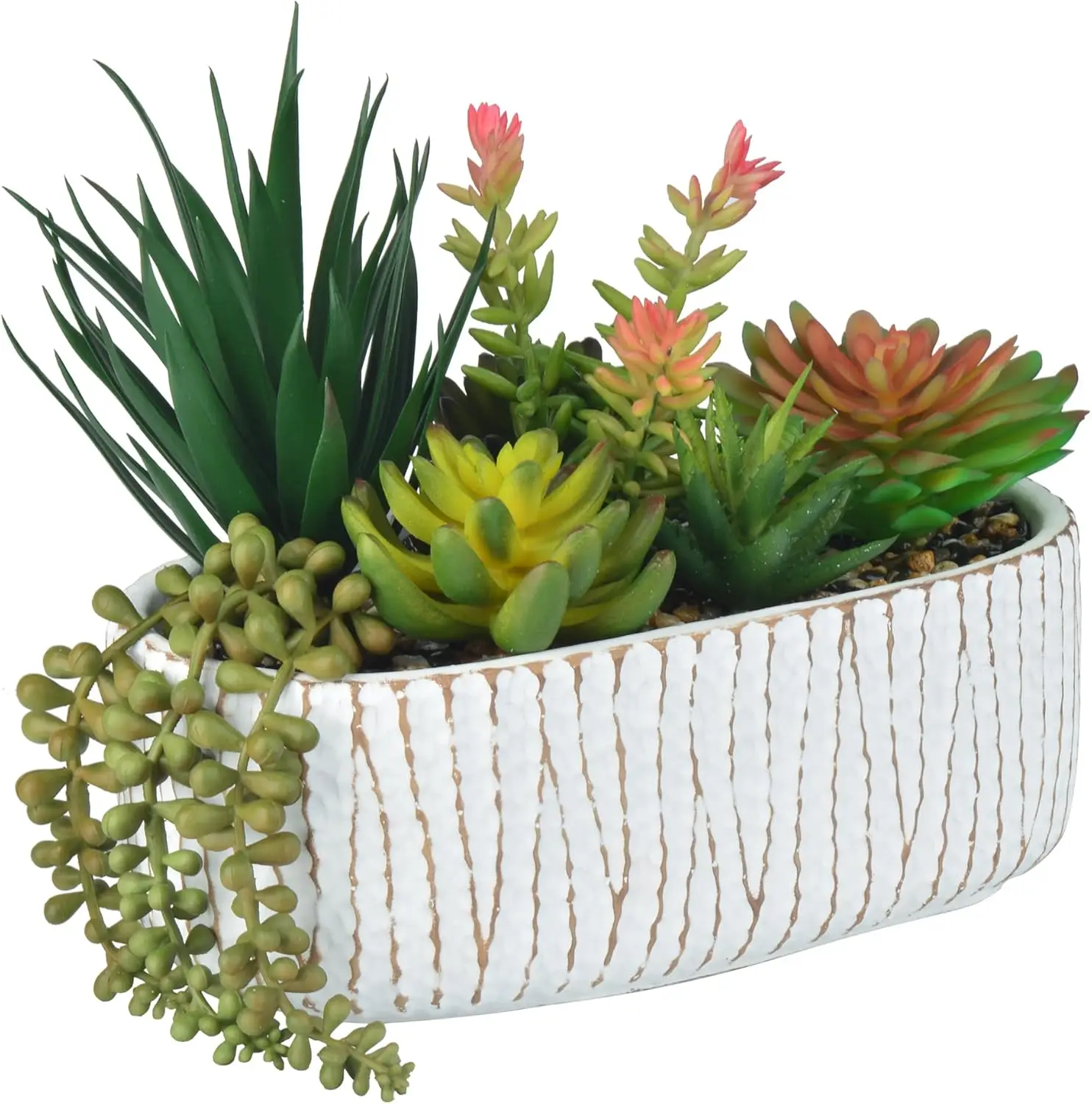 

Fake Succulents in Pots – 8.7' Assorted Faux Plants for Office, Bathroom, Kitchen & Shelf Decor