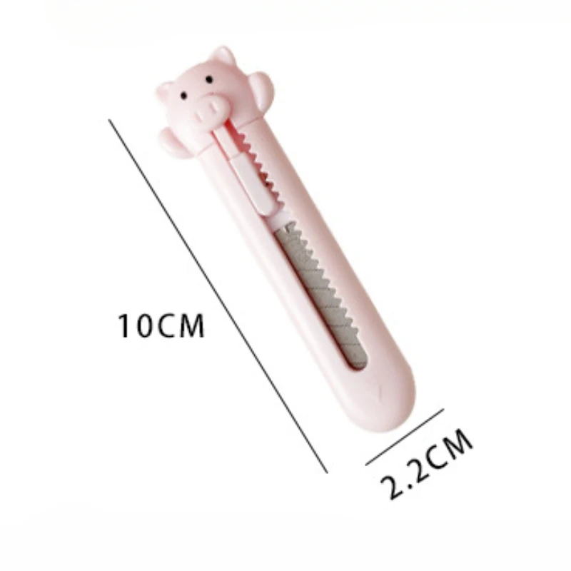 Imagem -06 - Cute Cartoon Pig Utility Knife para Estudantes Kawaii Seguro Stretchable Portátil Corte de Papel Dobrável Acessórios de Escritório Criativo 1pc