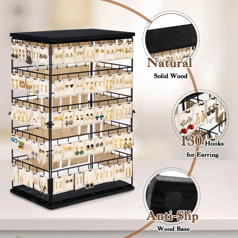 Custom.Floor الدائمة الدورية متجر المجوهرات يعرض موقف مجموعة الخشب القرط رف عرض حامل بيع