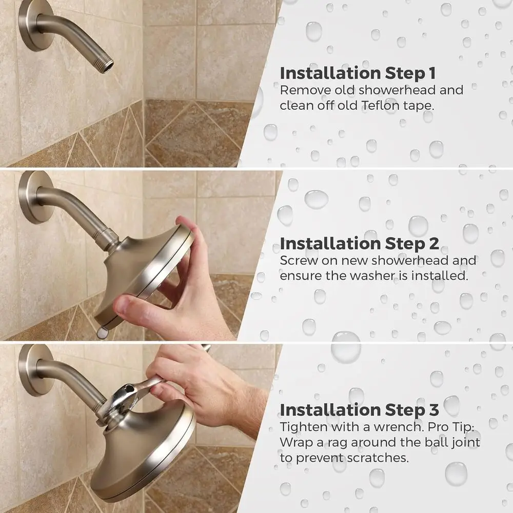 رأس دش HydroFuse ذو 6 وظائف، 2.5 GPM، كروم مصقول، بدون ذراع، موديل 015HF01CC