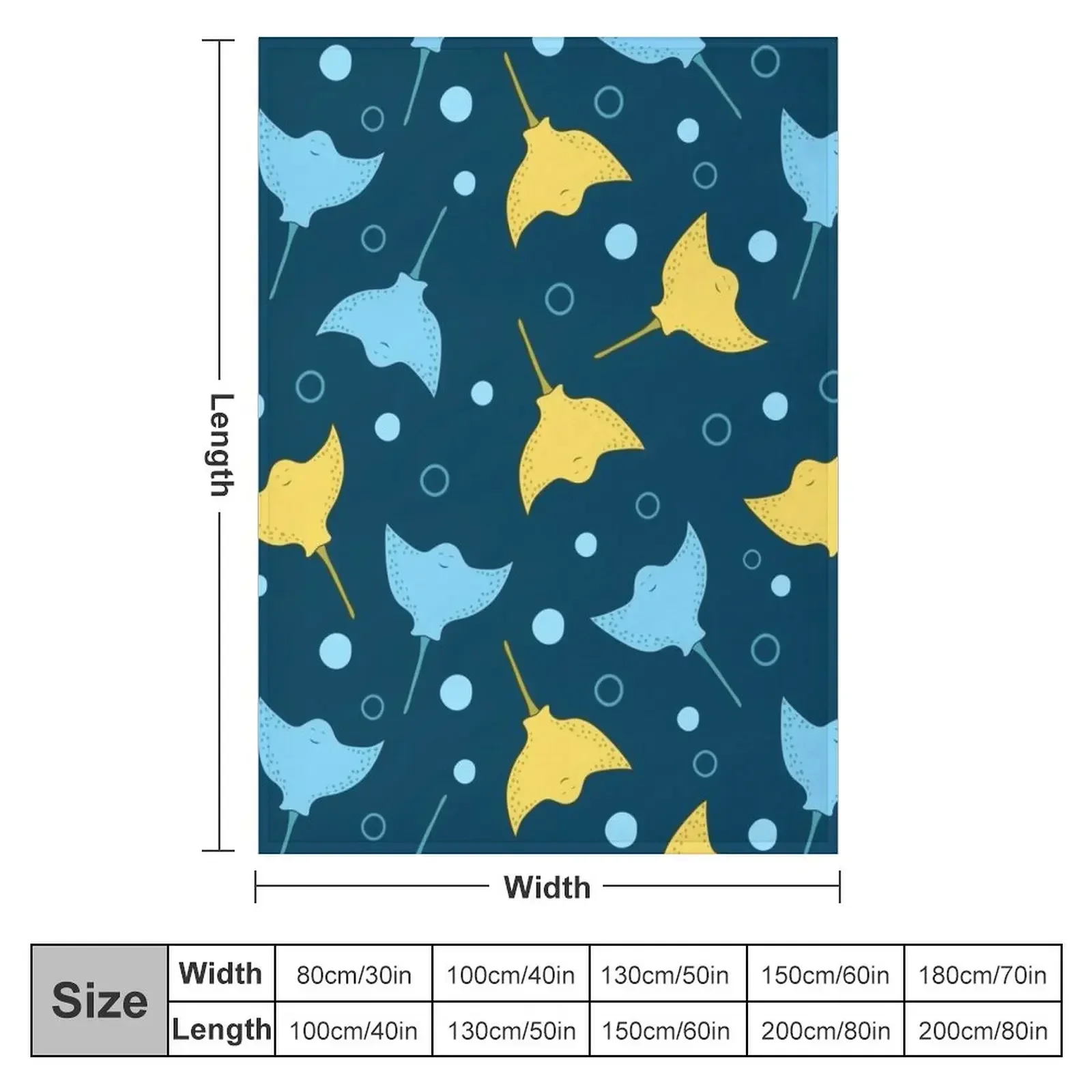 Stingray pattern on dark blue background Throw Blanket Soft Beds Decorative Sofa warm winter Baby Blankets