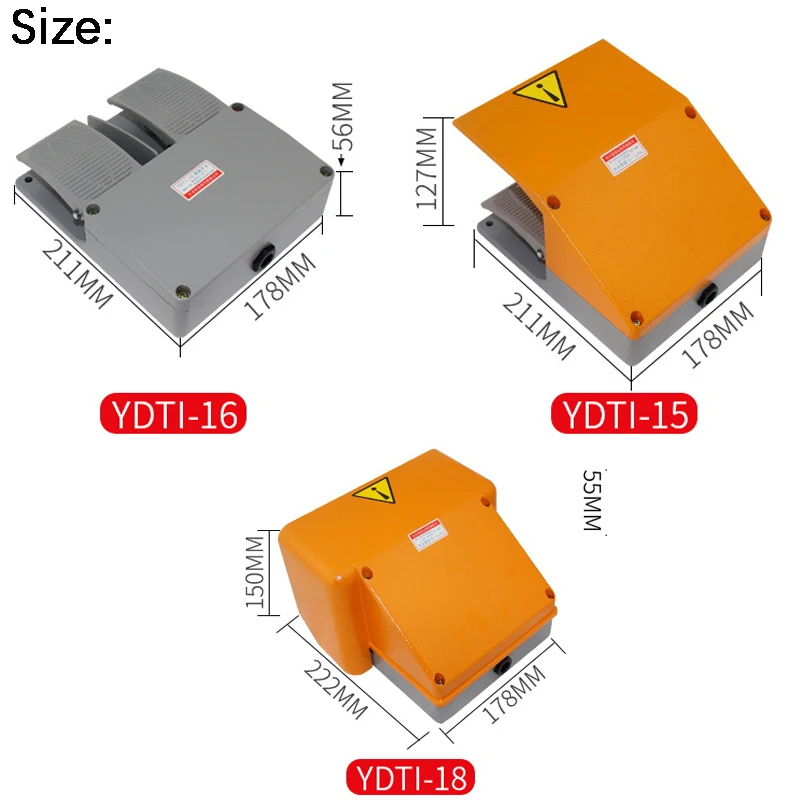 YDT1-15 YDT1-18 Foot treadle Switch Pedal Foot Control Switch 250V 380V 10A double pedal use for bending machine punch