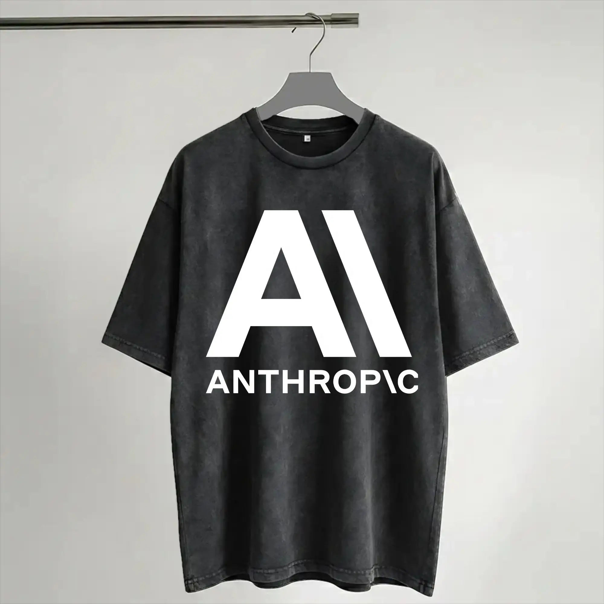 Harajuku Washed Shirt Claude Ai Anthropic Artificial Intelligence Outfit Fashion T Shirt Oversize  Streetwear Short Sleeve