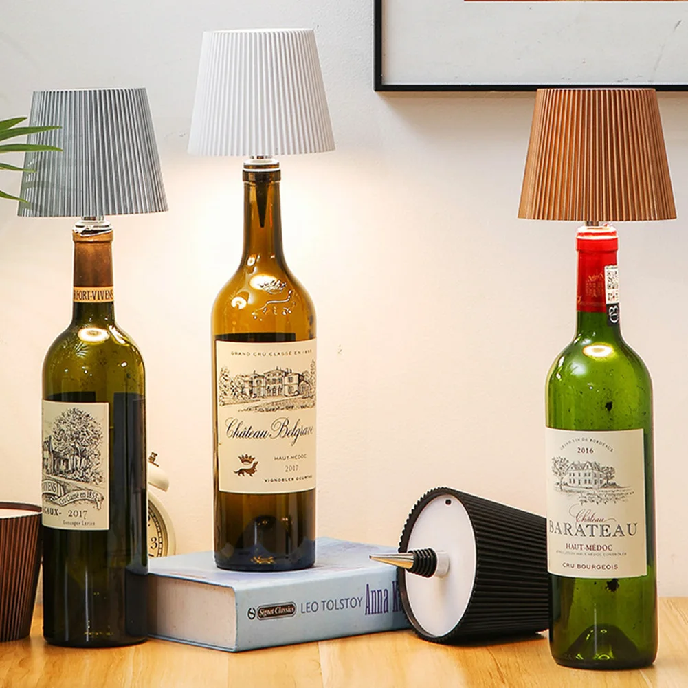 

Wireless Bottle Lamp Cordless Desk Lamp Rechargeable Stepless Dimming Bottle Light 3 Light Color for Living Room Bedroom