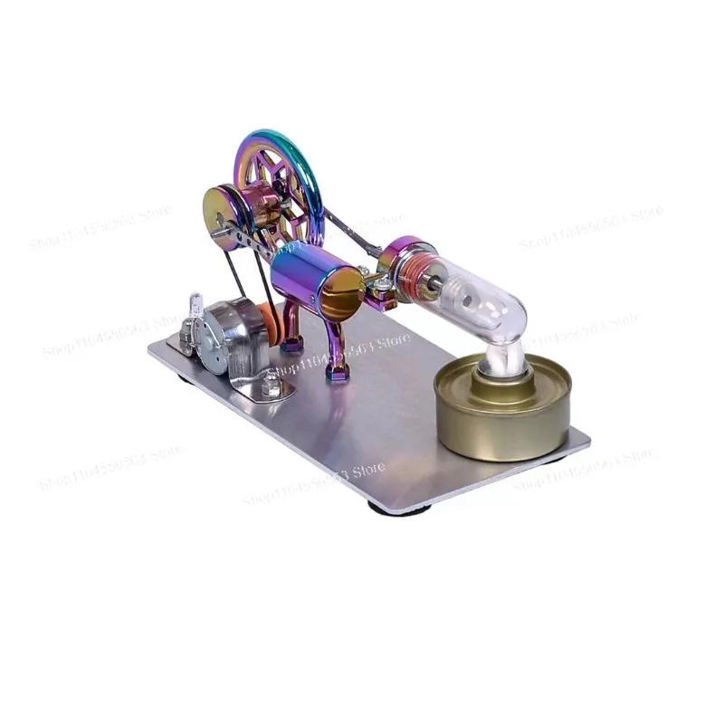 Stirling Engine Generator Model Steam Power Physics Experiment Toy with Random Color LED Bulb