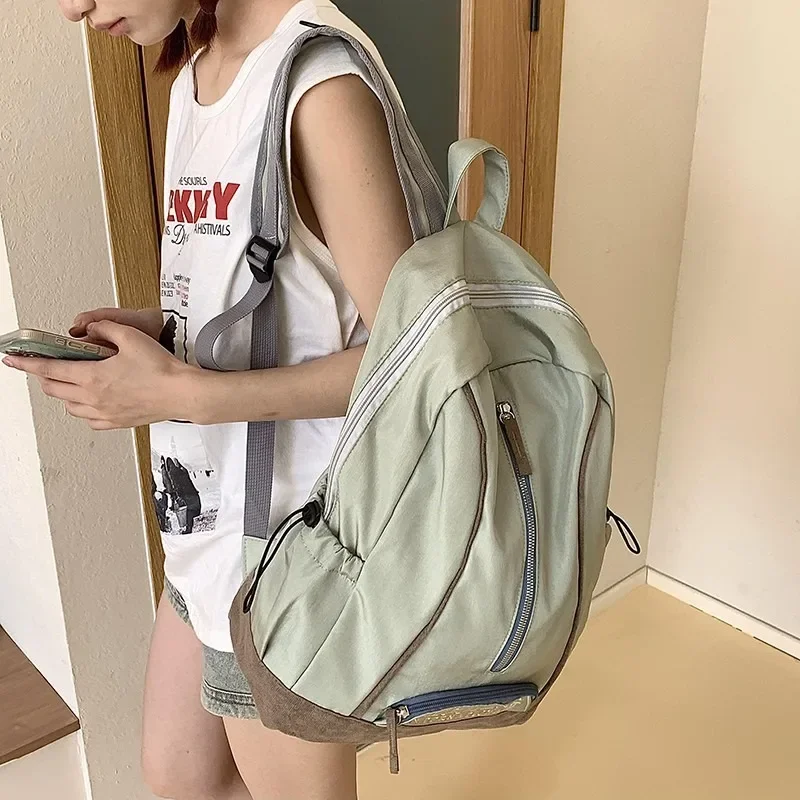 New Nylon Sewing Thread Zipper Basic Style Backpacks Large Capacity Schoolbags for Women 2024 High Quality Casual Bags