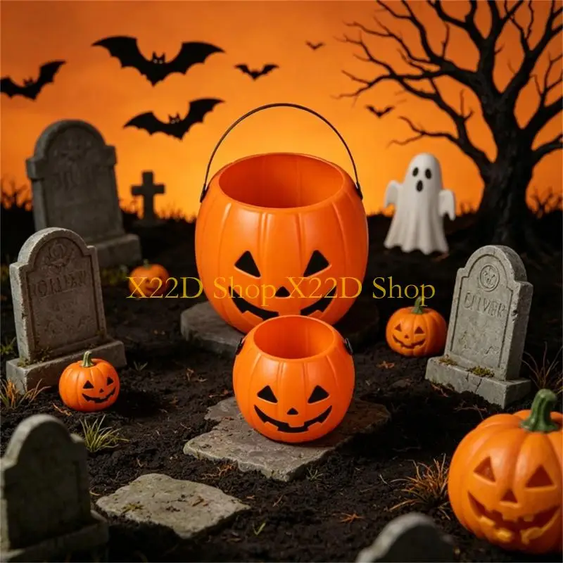X22D Eerie Themed Pumpkin Candy Container Perfect For School Event And Parties
