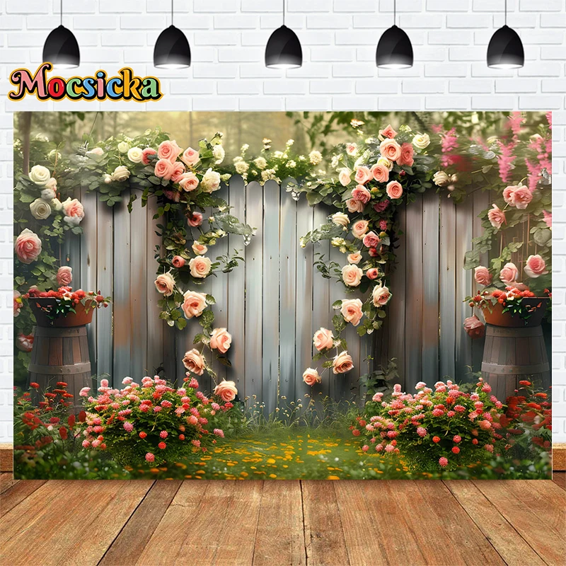 Mocsicka Frühling Fotografie Hintergründe Hochzeits feier Blumen Holztür Hintergrund Geburtstag Erwachsene Kinder künstlerische Porträts Studio