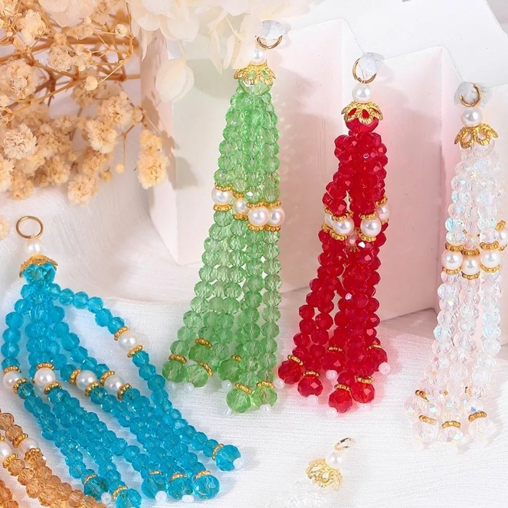 New Medium Length Crystal Bead Tassel Handmade Rice Bead DIY Jewelry Accessories Multi-Color Bead Fringe Tassel Hairpin Matching