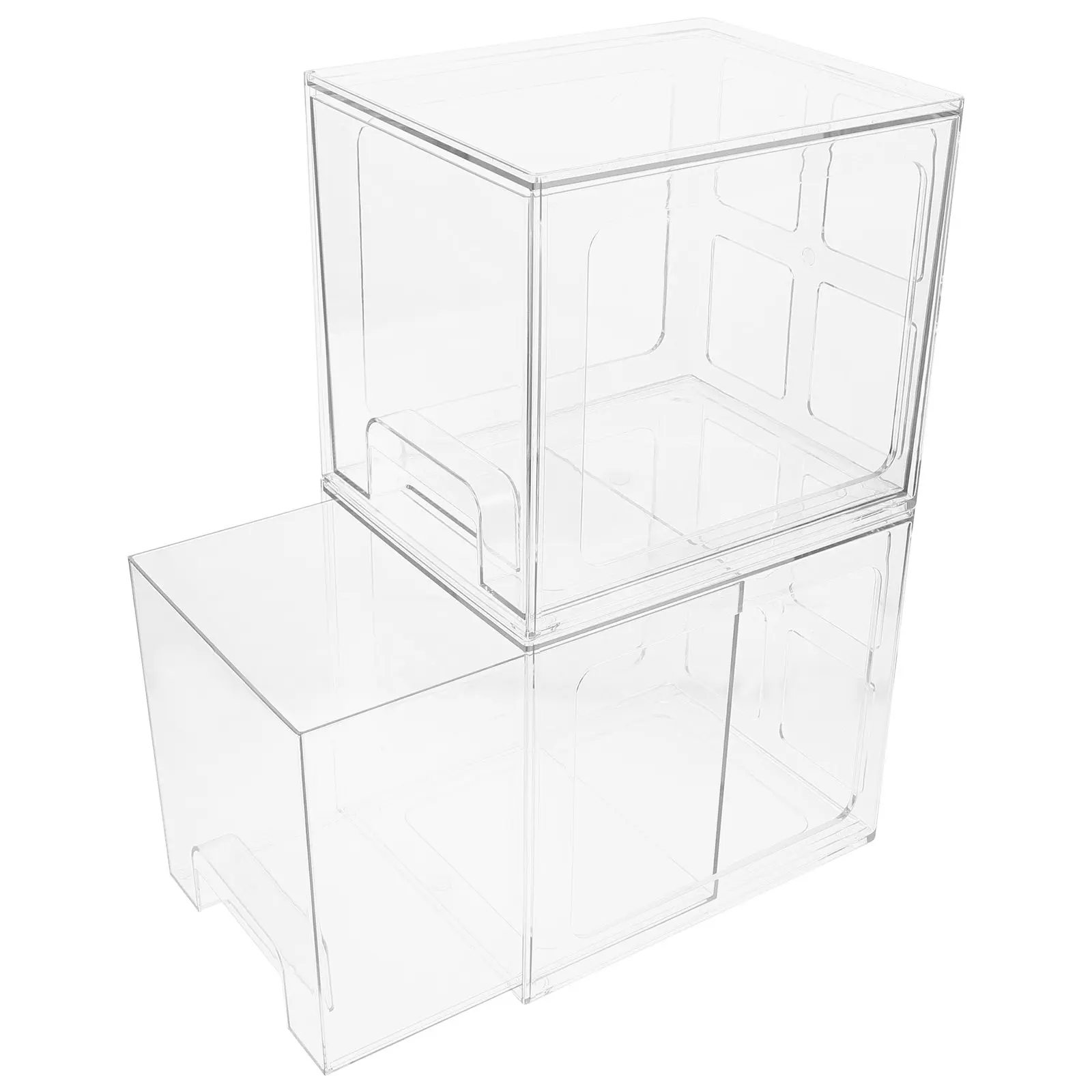 

2Pcs Clear Pet Makeup Organizer Box with Drawers Large Capacity Desktop Storage Container Stylish Simple Design Easy to