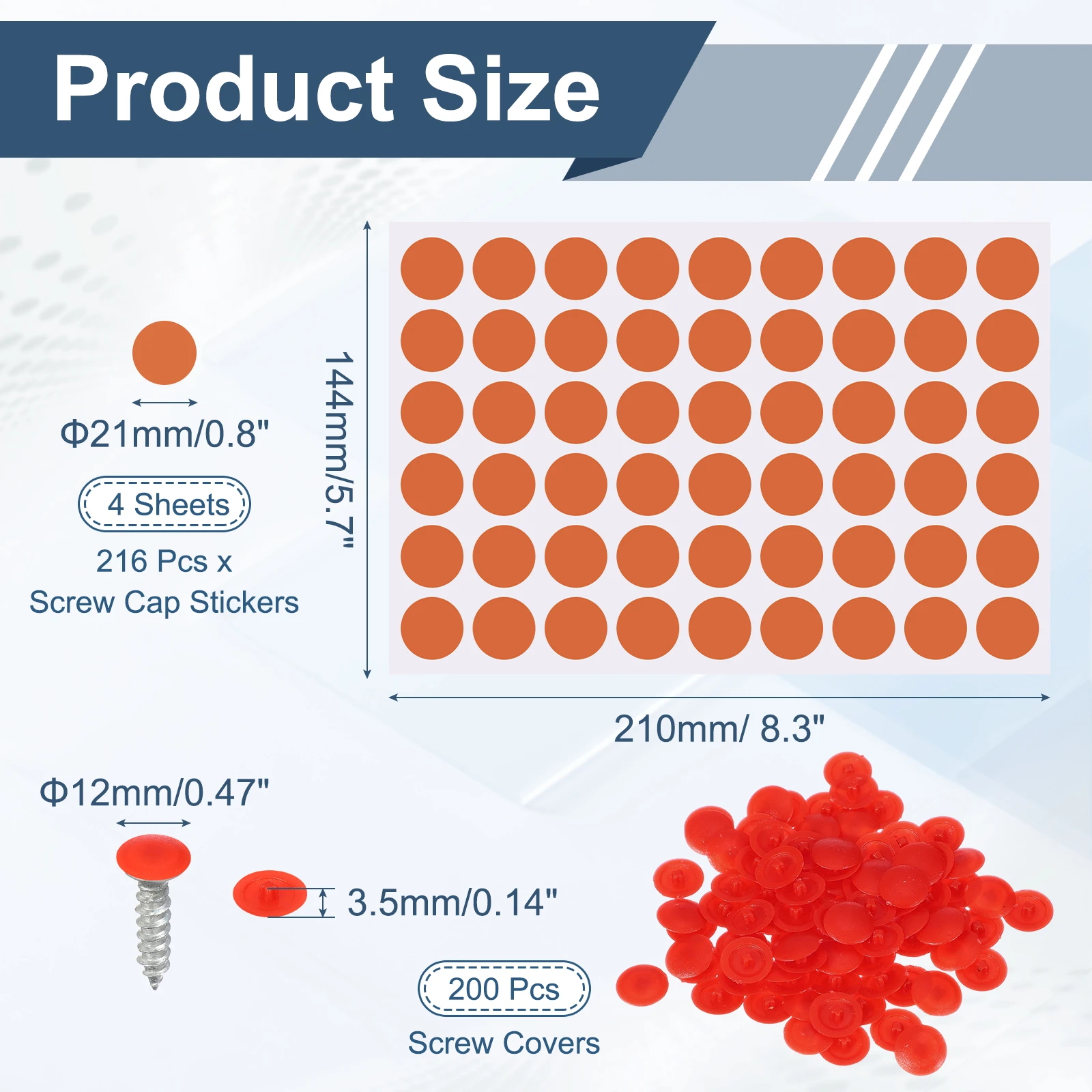 216Pcs Screw Hole Stickers and 200Pcs Screw Cover Caps 12x3.5mm Dustproof Cap Hole Cover Sticker Set ABS Phillips Screws Head
