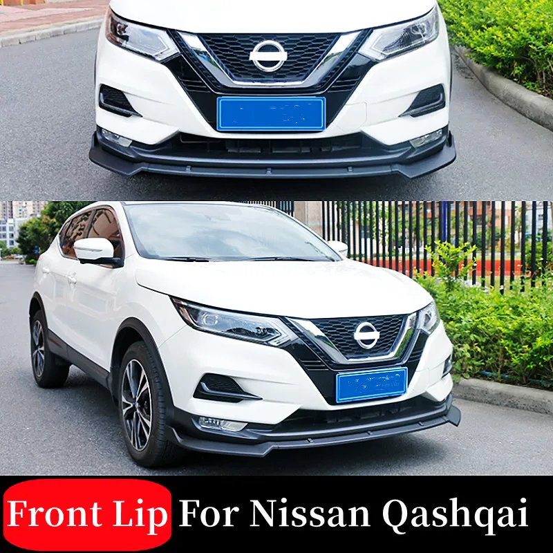 For 2019-2023 Nissan Qashqai Car Front Bumper Splitter Lip Chin Spoiler Body Kit Diffuser Protector Guard Exterior Accessori