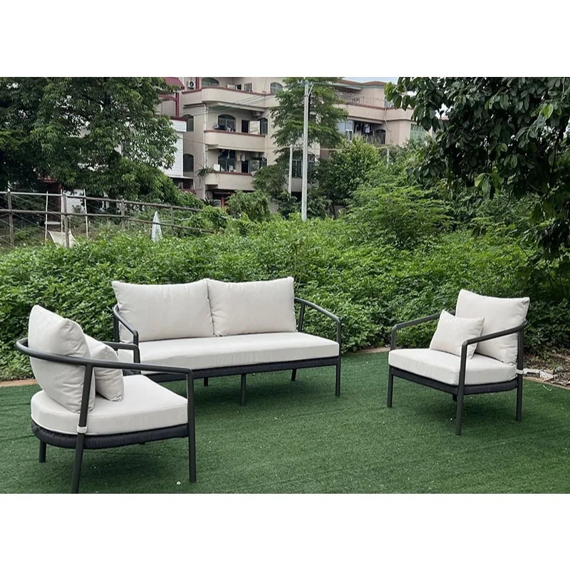 Outdoor sofa solid wood courtyard garden hotel villa outdoor leisure antiseptic teak open-air waterproof and sunscreen furniture