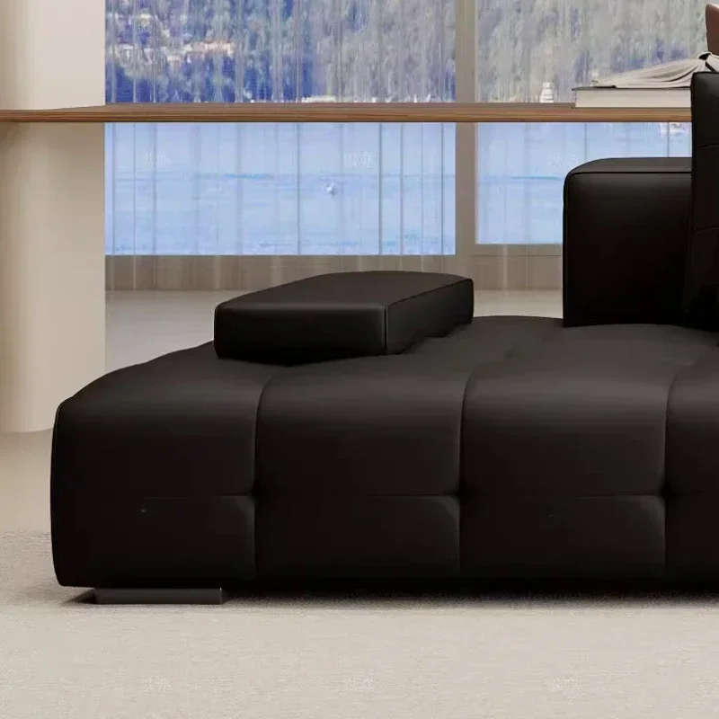 أريكة أوروبية أطول من الجلد الفاخر بتصميم صالة غرفة المعيشة أريكة حديثة كرسي منتفخ أثاث أريكة Muebles Para El Hogar